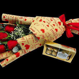 Ramo love con bombones 8 unidades 