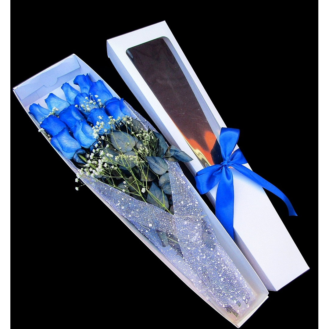 Caja de rosas azules 1