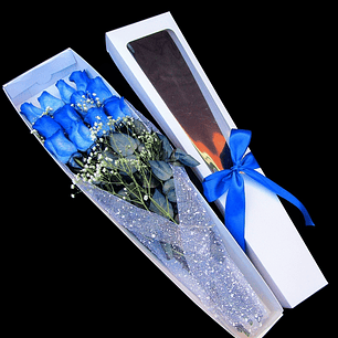 Caja de rosas azules