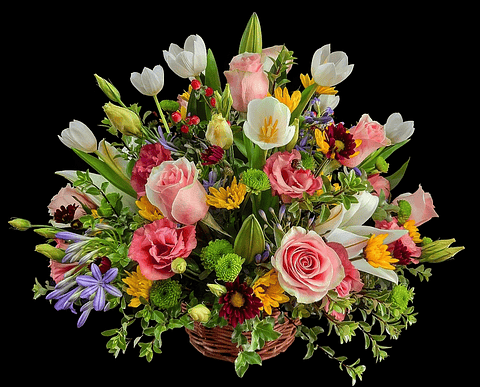 Cesta Mixta de rosas y tulipanes 