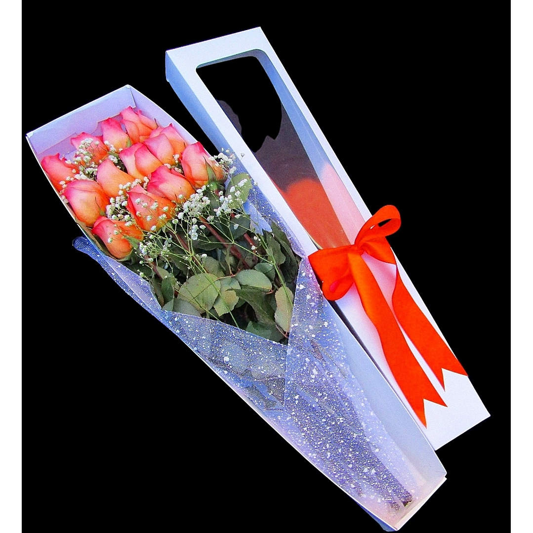 Caja rosas naranjas 1