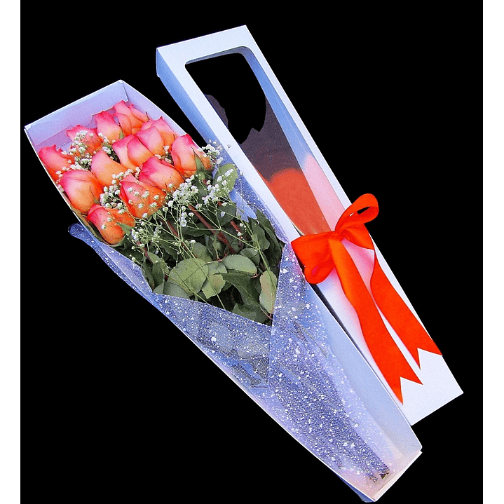 Caja rosas naranjas 1