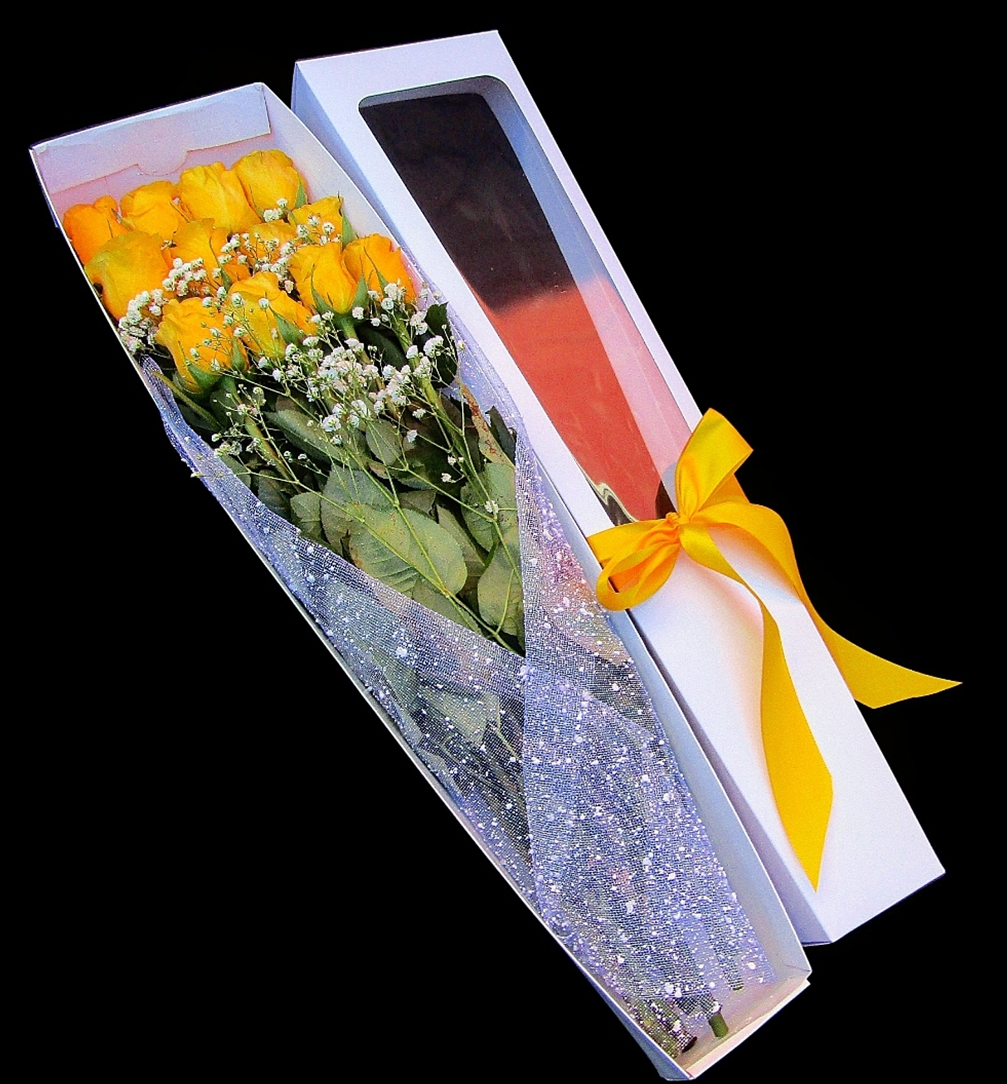 Caja de rosas amarillas 1