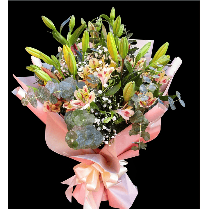 Ramo de liliums amarillos y alstroemerias 1