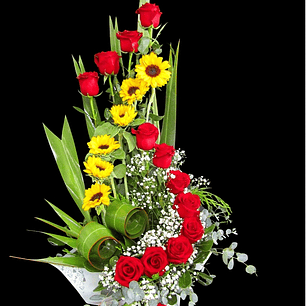 Espiral de rosas y girasoles