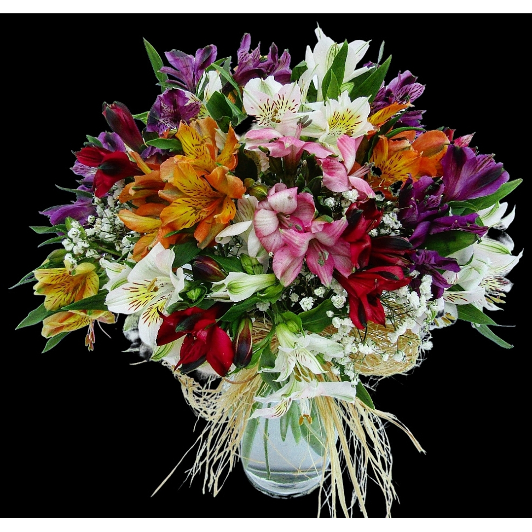 Florero mediano de alstroemerias  1