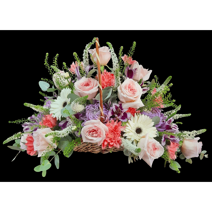 Cesta ovalada en tonos rosas  1