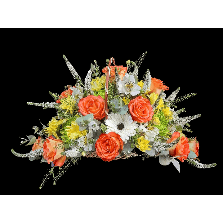 Cesta de rosas naranjas. 1