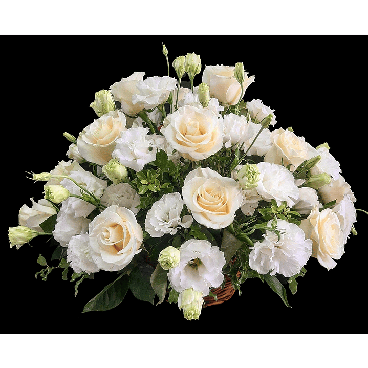 Cesta mixta de lisianthus y rosas  1