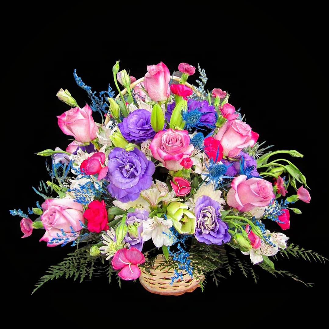 Cesta mediana morada y fucsia 1