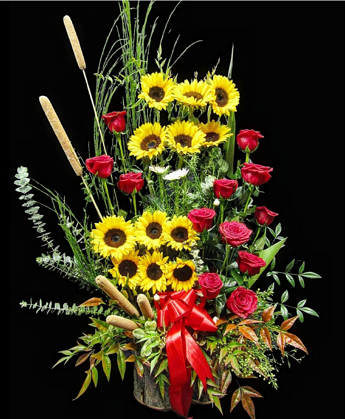 Paralelo Otoñal de Girasoles y Rosas. 1