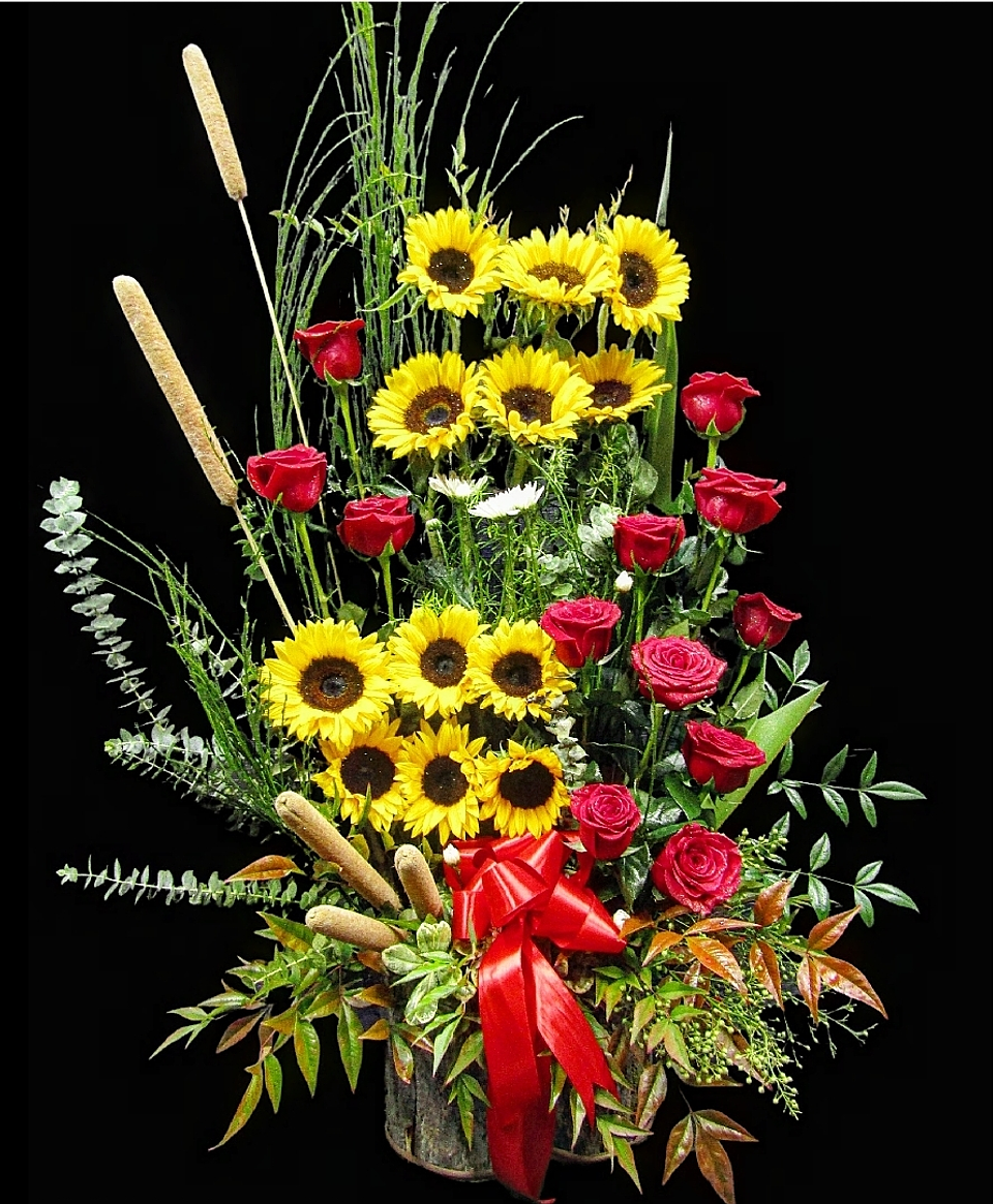 Paralelo Otoñal de Girasoles y Rosas. 1