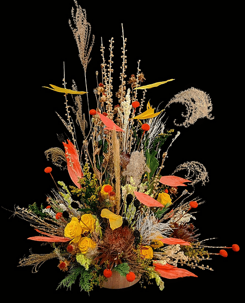 Centro de mesa deluxe en flores secas y preservadas