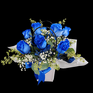 Bolsita Eco de 9 rosas azules.