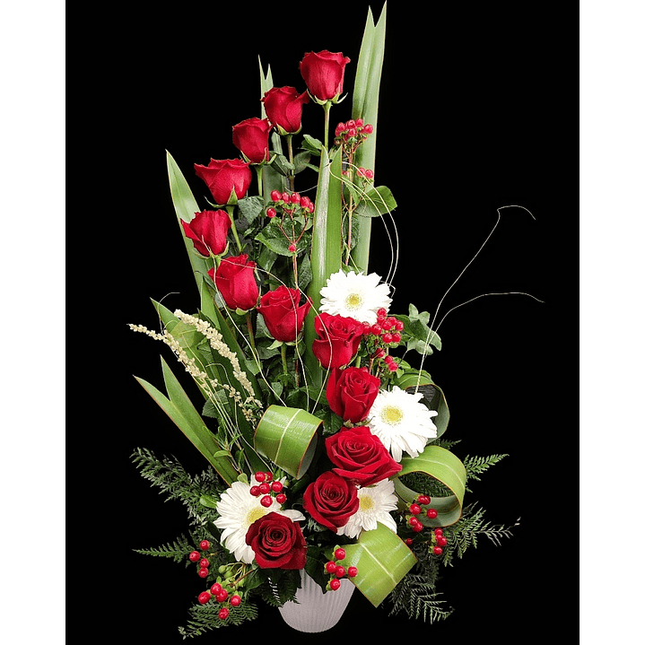 Espiral de rosas rojas y gerberas  1