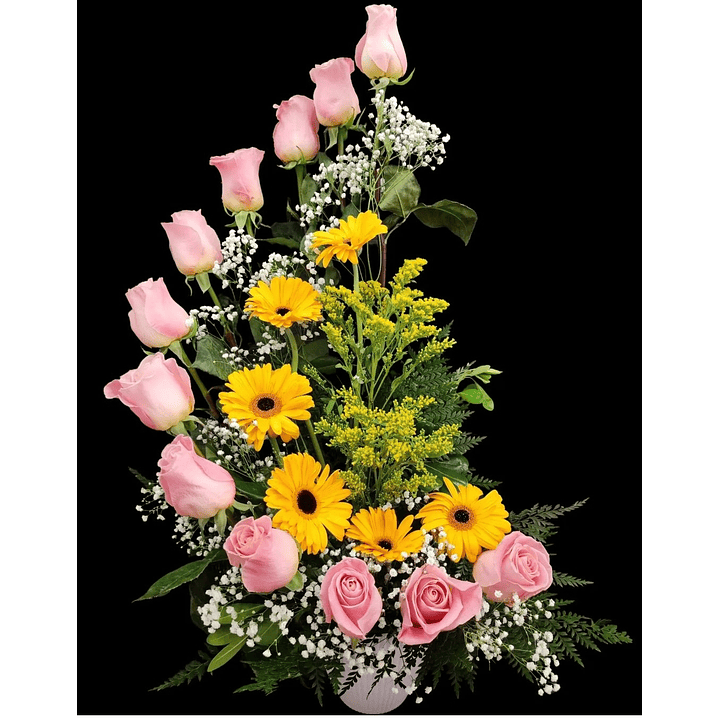 Caracola rosa con gerberas  1