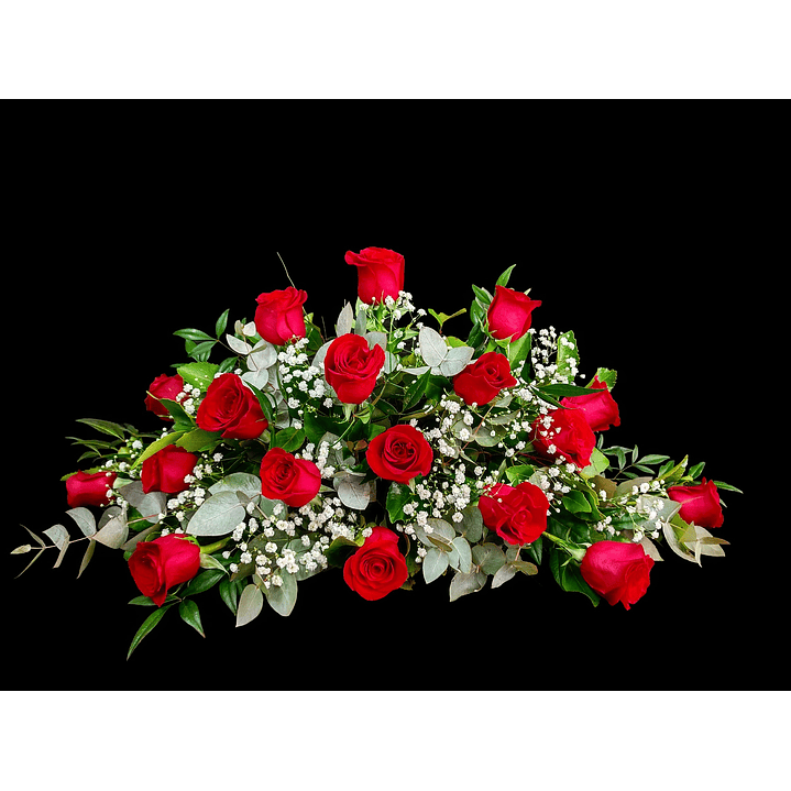 Cojín ovalado de rosas rojas de condolencias 1