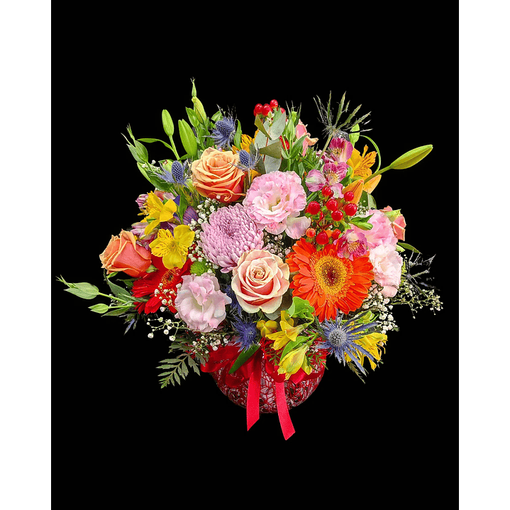 Centro de mesa primaveral en pecera 1