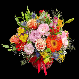 Centro de mesa primaveral en pecera