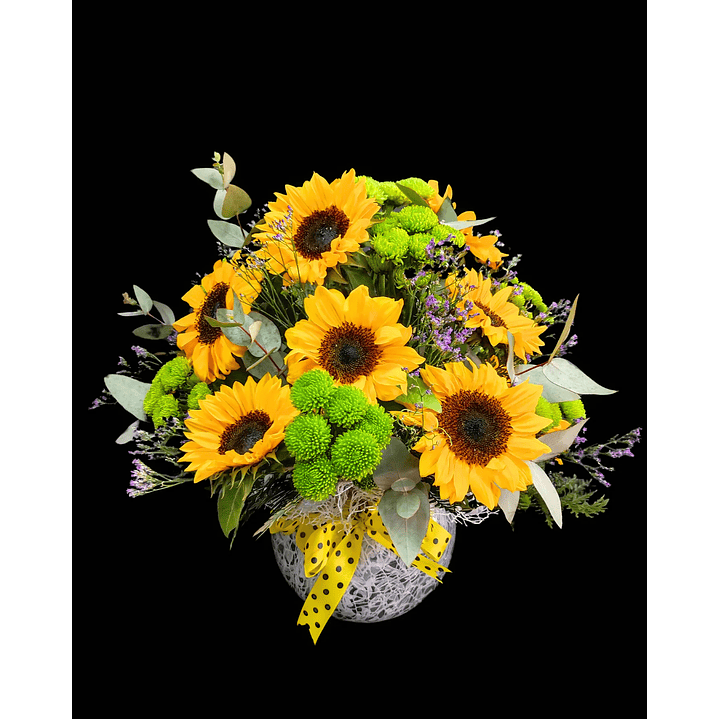 Pecera de girasoles y maules verdes 1