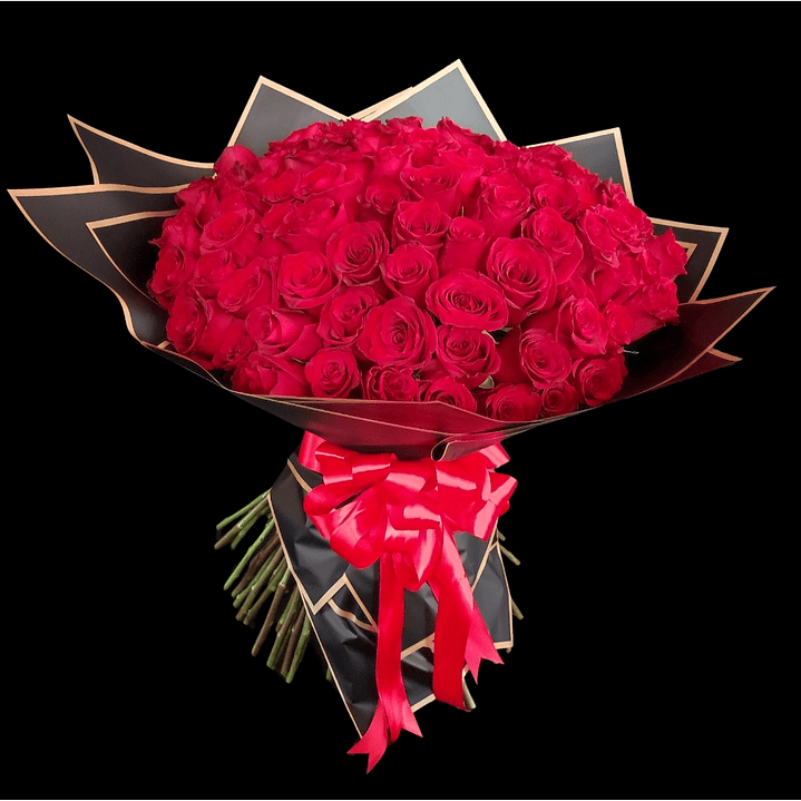 Ramo buchón de 100 rosas importadas rojas  1