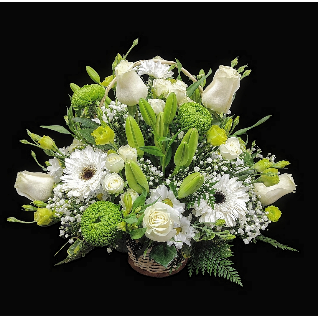 Cesta mixta blanca y verde 1