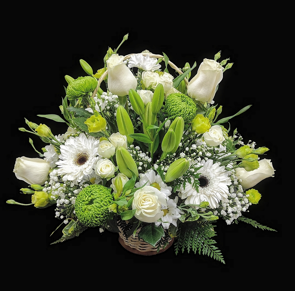 Cesta mixta blanca y verde 1