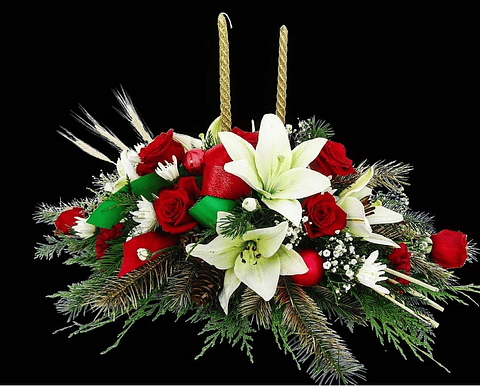 Centro de mesa Navideño de 2 velas 