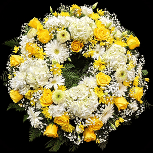 Corona de condolencias Blanco y Amarillo