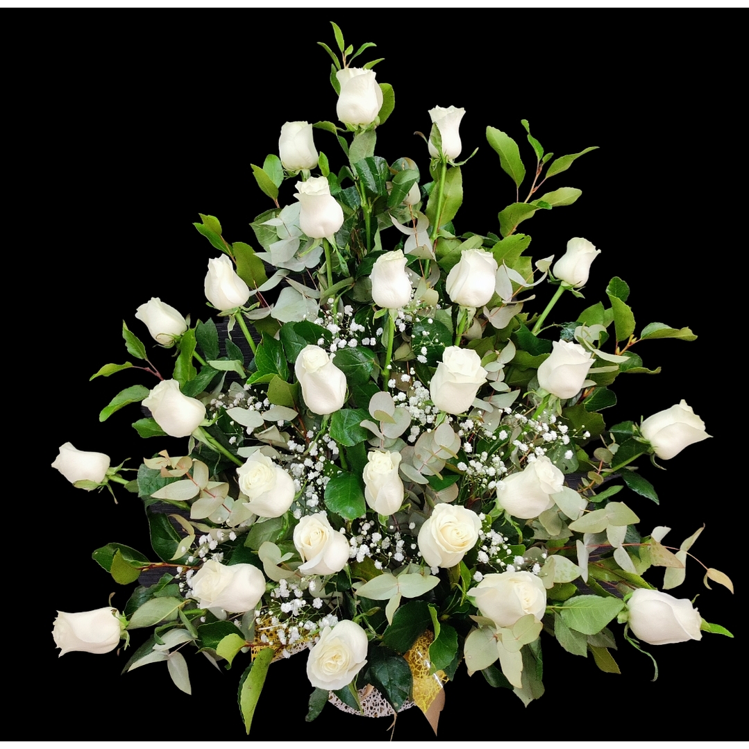 Arrimo blanco de 24 rosas. 1