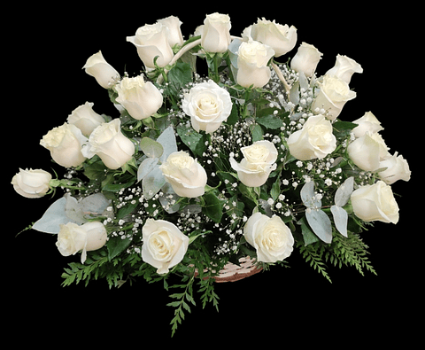 Cesta de rosas blancas Premium