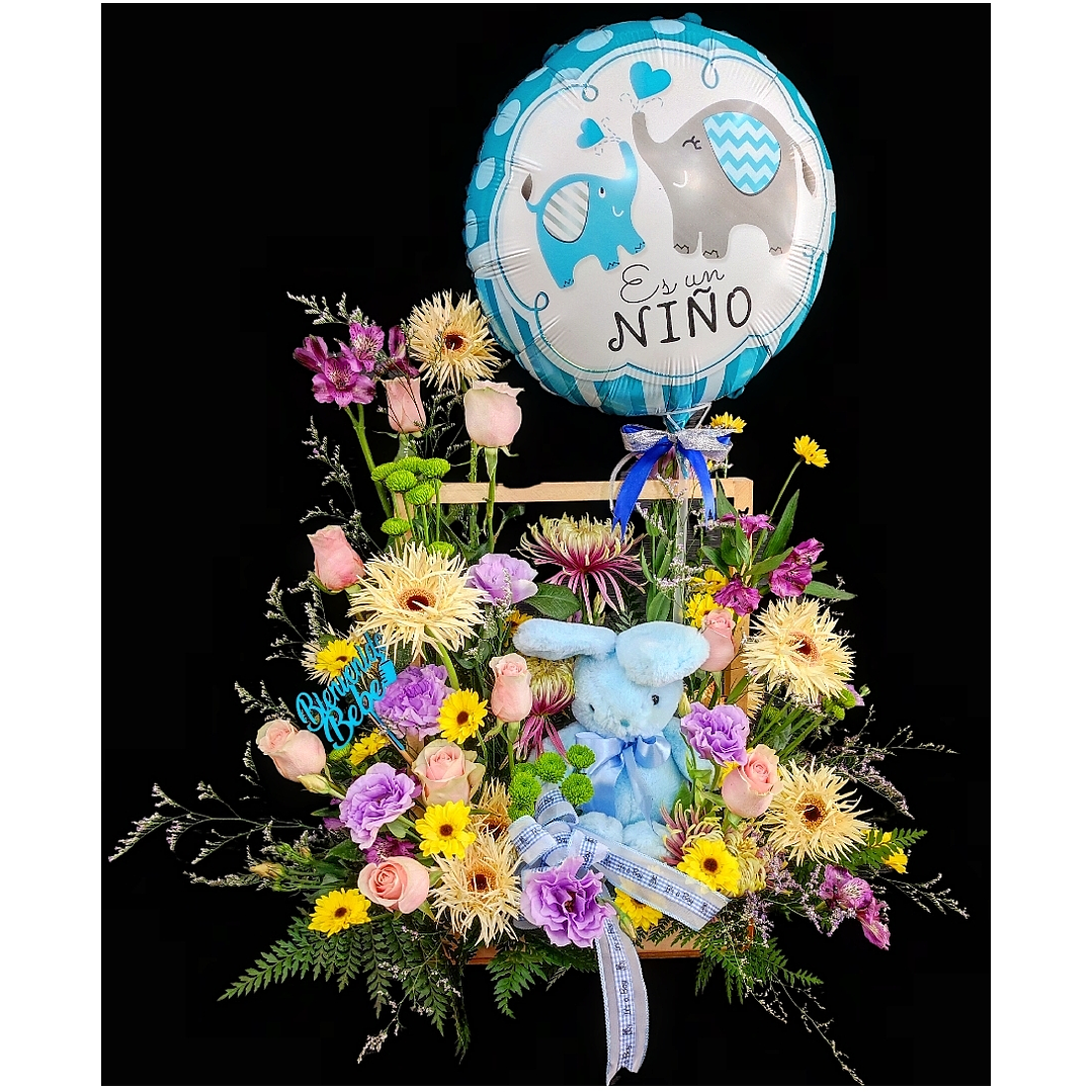 Jardín de rosas y gerberas de nacimiento 1