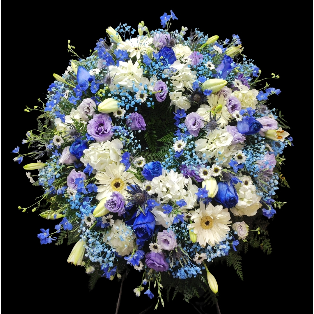 Corona mixta azul en atril 1