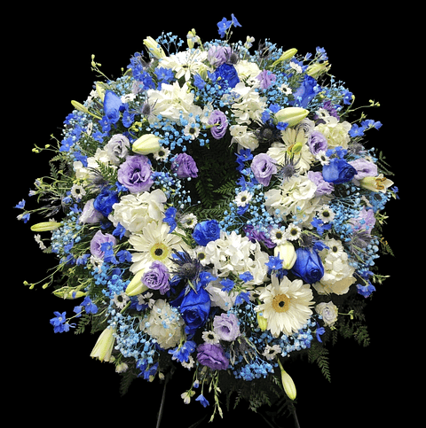 Corona mixta azul en atril