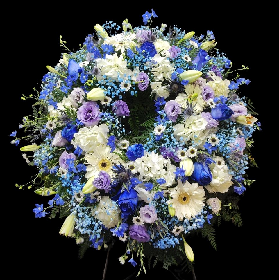 Corona mixta azul en atril 1