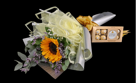 Girasol individual con bombones Ferrero Rocher 