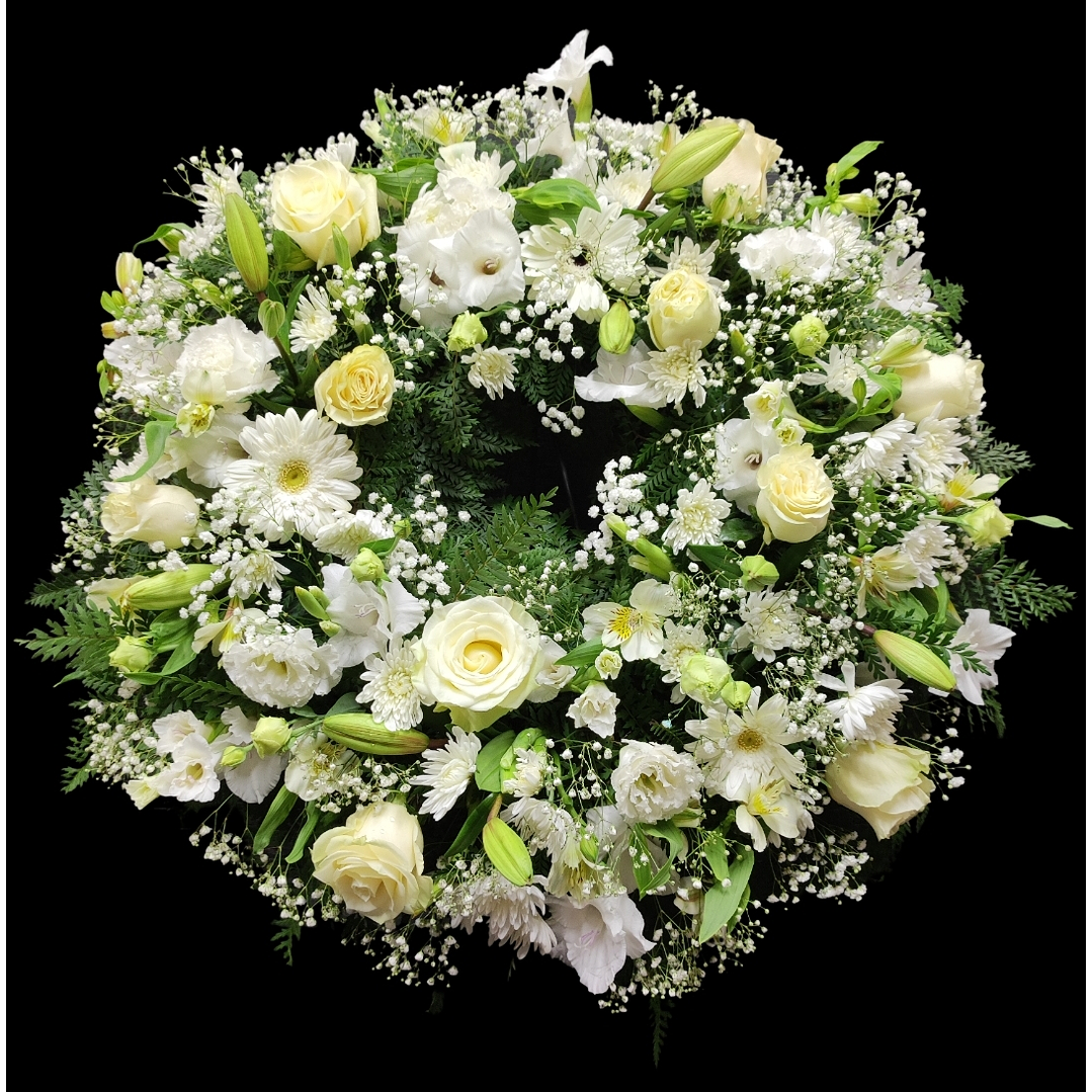 Corona blanca de condolencias  1