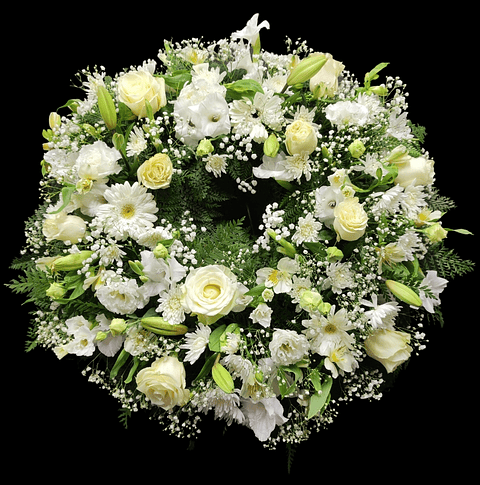 Corona blanca de condolencias 