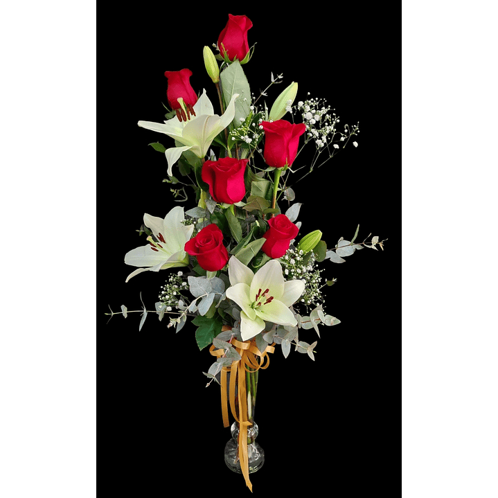 Florero de rosas y lilium  1