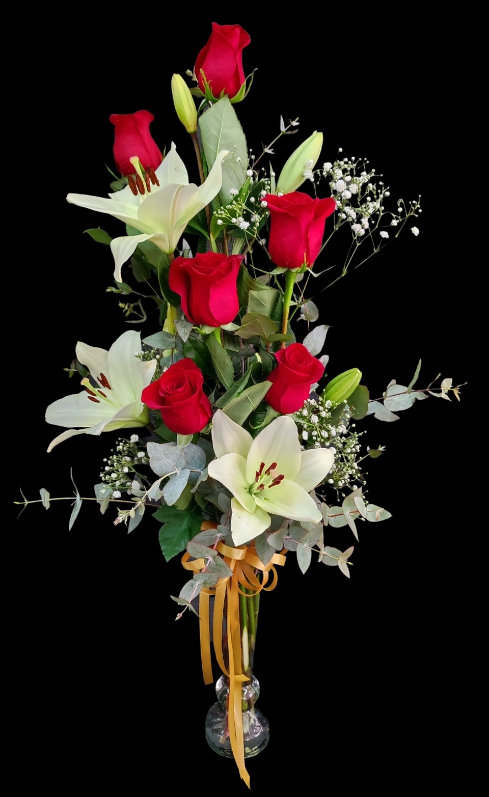 Florero de rosas y lilium  1