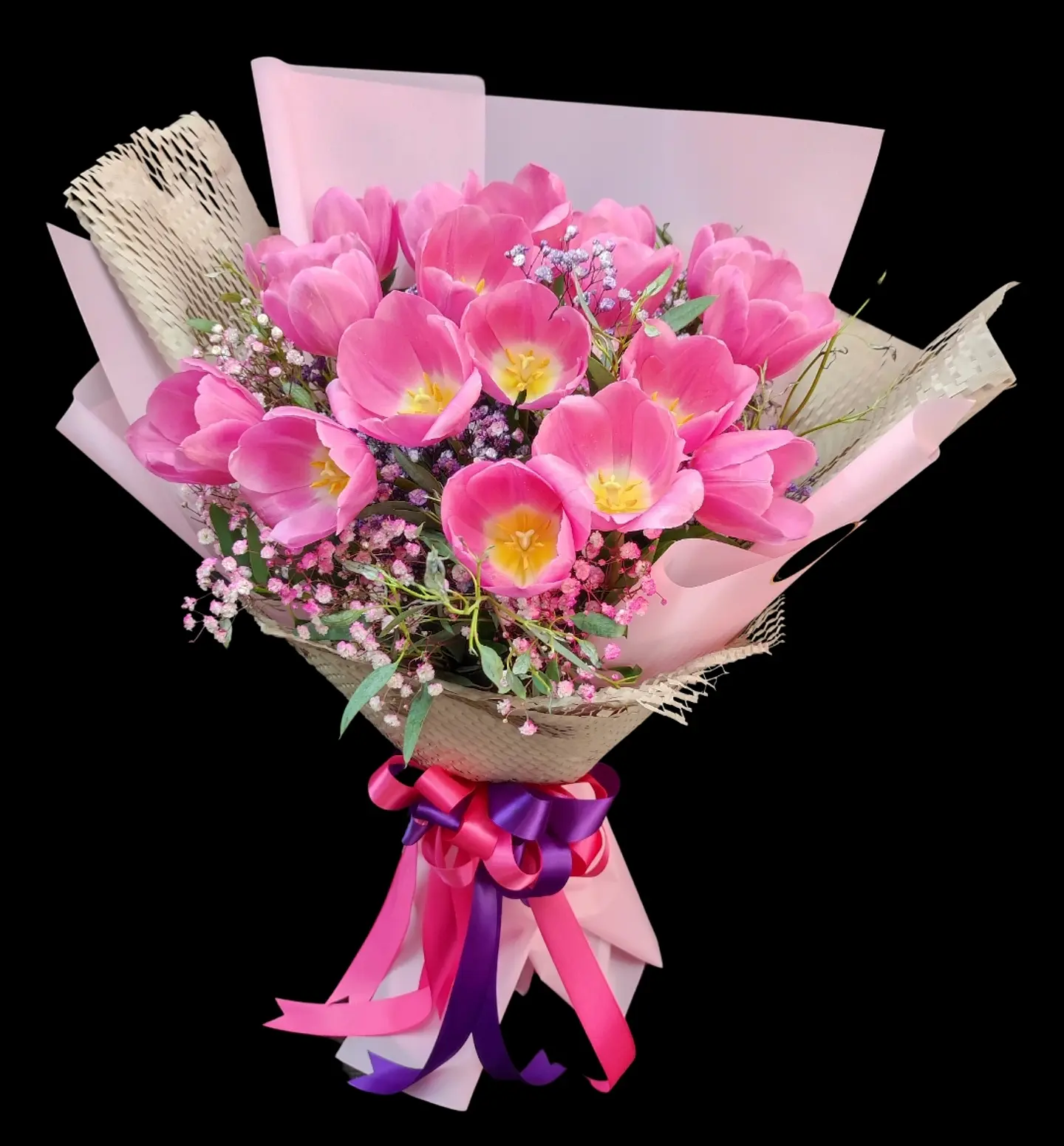 Ramo de 20 tulipanes rosados  1