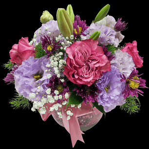 Pecera mini de rosas