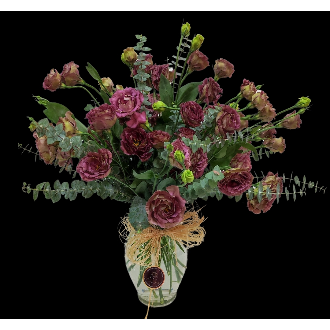 Florero de lisianthus Burdeos  1