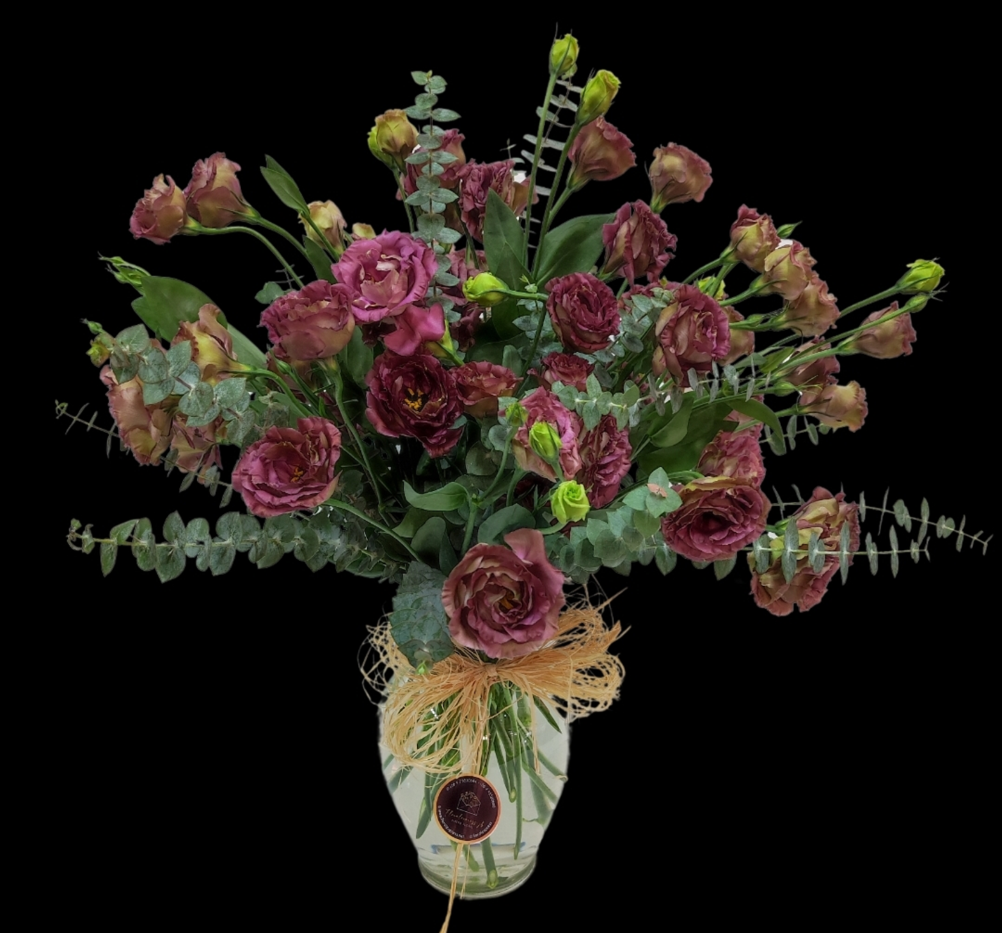 Florero de lisianthus Burdeos  1