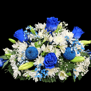 Cojín mediano de condolencias azul y blanco