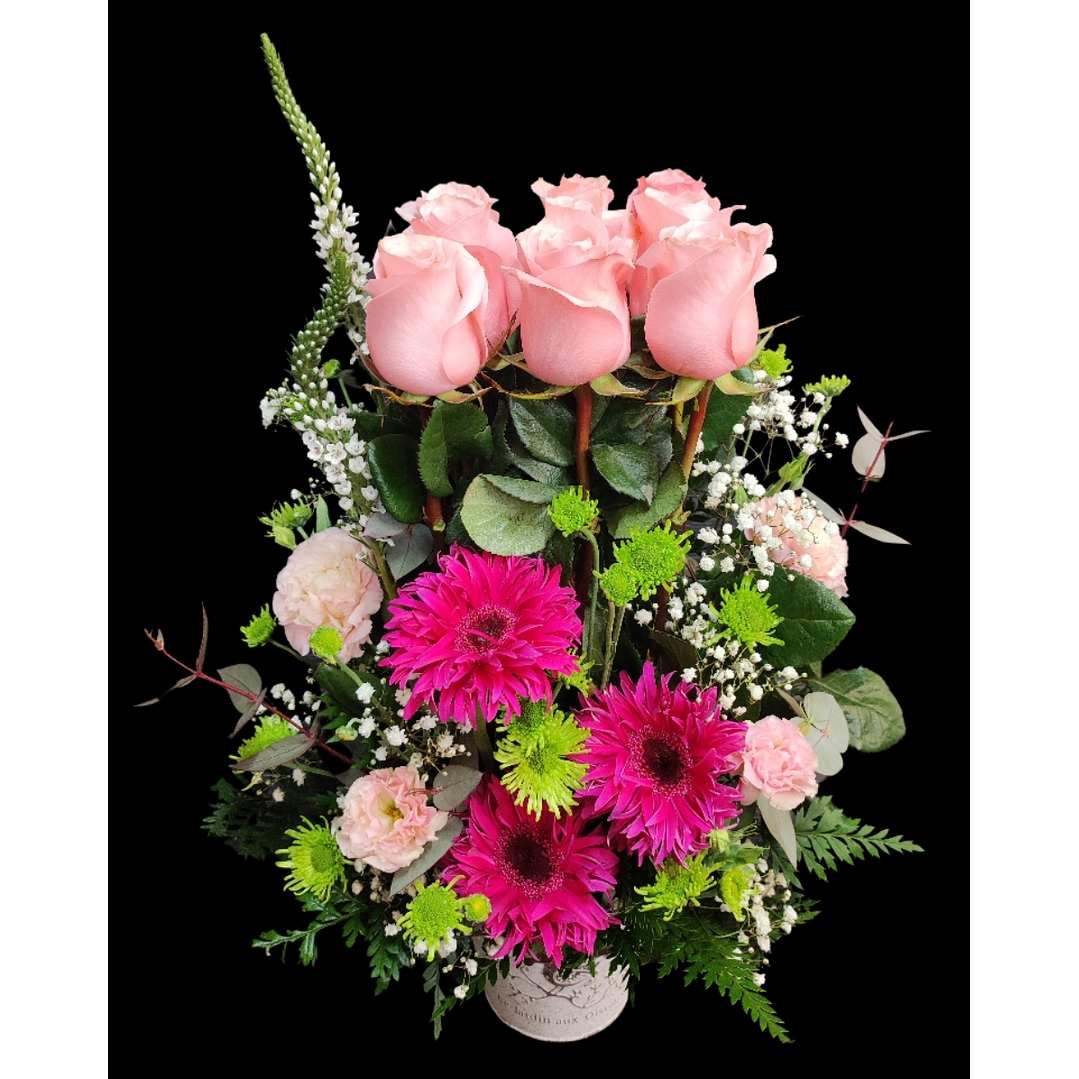 Balde de rosas pink sweet. 1