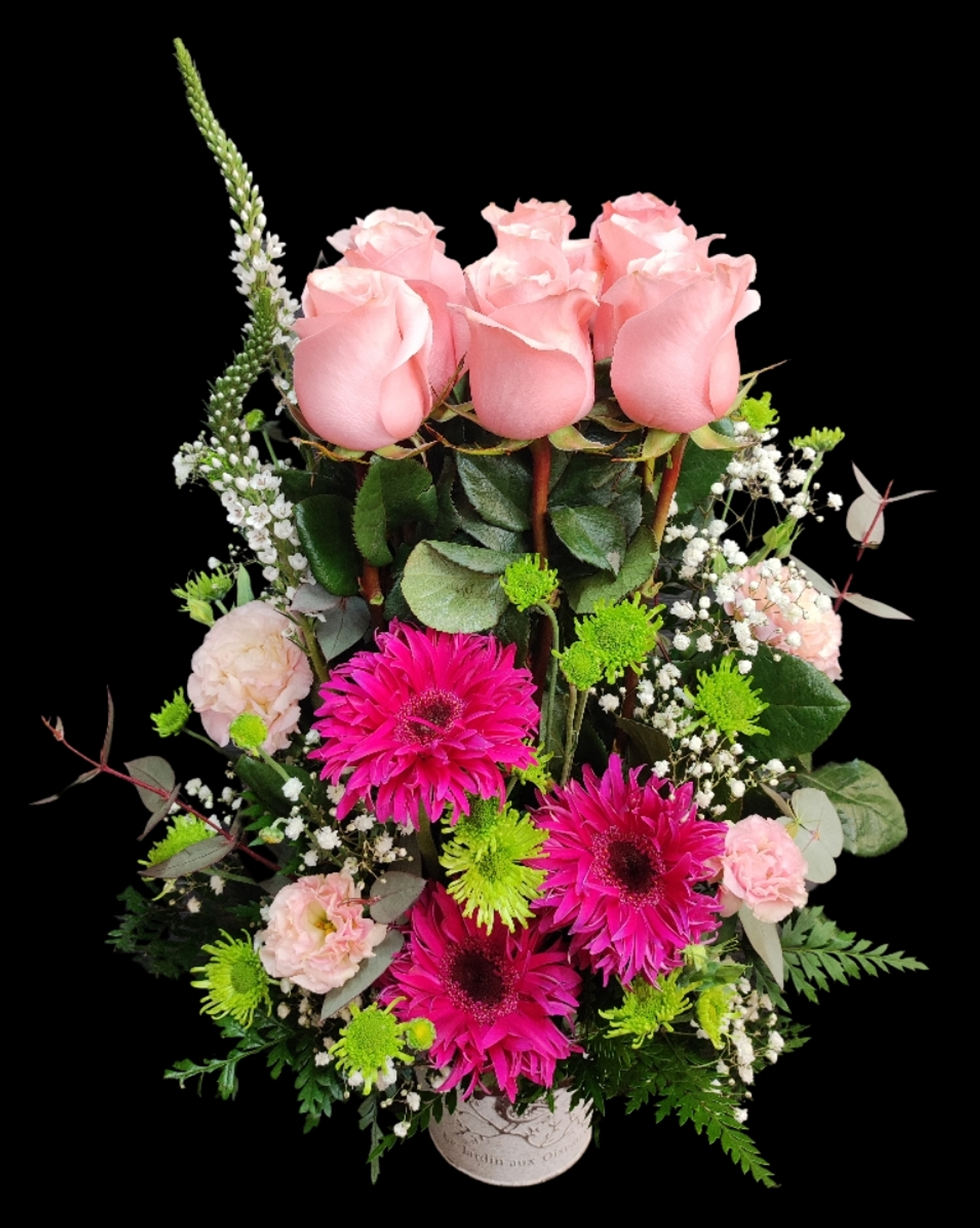 Balde de rosas pink sweet. 1