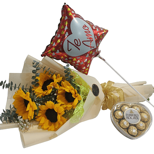 Ramo amarillo con globos te amo