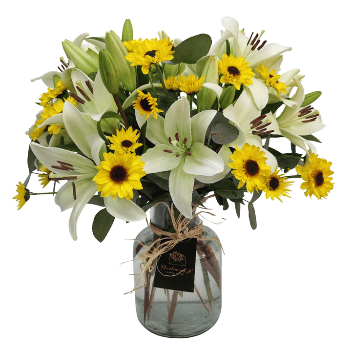 Florero de liliums y margaritas. 1