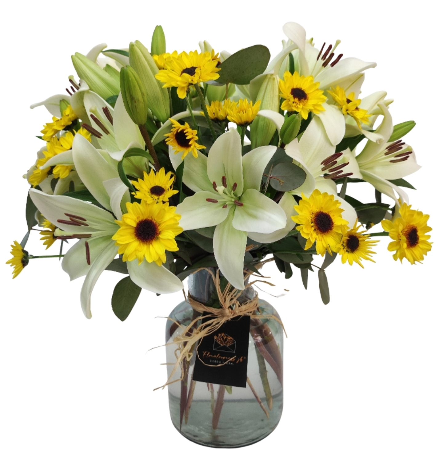 Florero de liliums y margaritas. 1